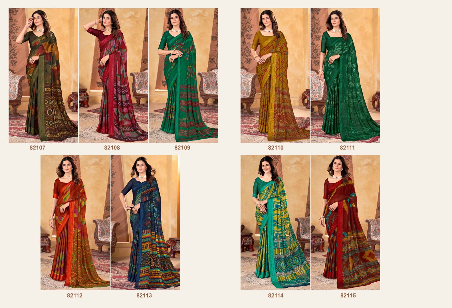 Madhvi Vol 2 By Vipul Shimer Chiffon Wholesale Saree Suppliers In Mumbai